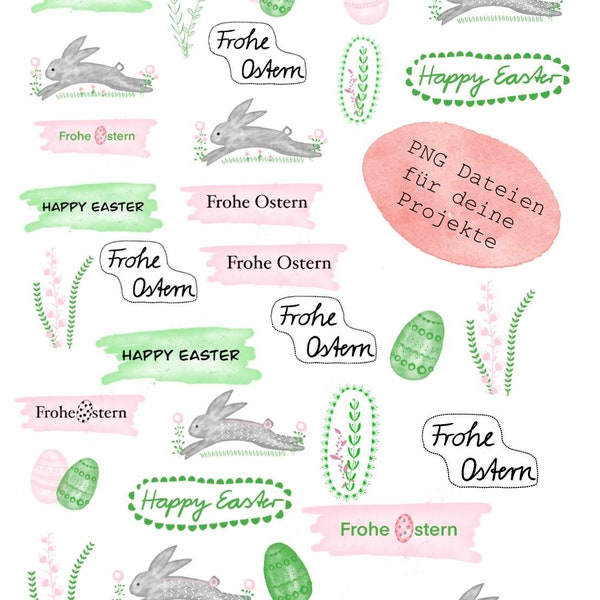 Clipart Easter PNG files, digital download, Easter motif pastel