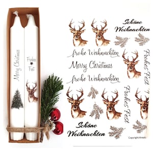 Candle sticker candle tattoo Christmas with deer motif A6 made of candle foil water slide foil