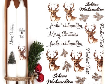 Candle sticker candle tattoo Christmas with deer motif A6 from candle foil water slide film