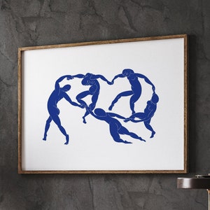 Stampe poster retrò di Henri Matisse, La ballerina, blu e bianco, arte murale, poster minimalista, download immediato