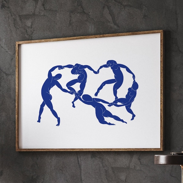 Henri Matisse Retro Decor Poster Prints, The Dancer, Blue and White, Wall Art, Minimalist Poster, Instant Download