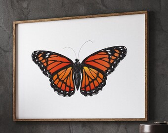 Rustic Monarch Butterfly Art Print, Orange Insect Decor (Digital Download)