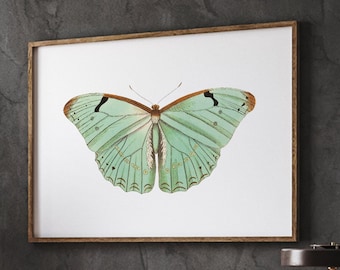 Pastel Butterfly Print, Green Butterfly, Boho Girl’s Nursery, Office Wall Art, Digital Download