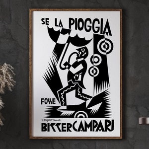 Bitter Campari Plakat, Vintage Bar Decor, Drinks Art, Czarno-biała Sztuka, CYFROWE POBIERANIE