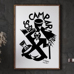 Stampa Campari Soda, Poster di cibo e bevande, Arte delle bevande, Arte in bianco e nero, DOWNLOAD DIGITALE
