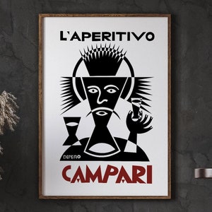 Vintage Campari Italienisches Poster, Vintage Retro Bar Druck, Wandkunst für die Küche, DIGITALER DOWNLOAD