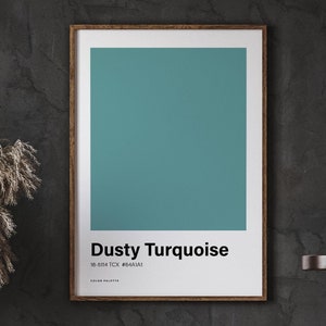 Dusty Turquoise Color Poster Print, Great Color Scheme, Minimalistic Design, Trending Colour Print, Nordic Poster Art, DIGITAL DOWNLOAD