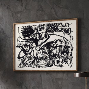 Jackson Pollock Poster, Black and White Abstract Wall Decor, Modern Wall Art, Home Wall Decor, Instant Download