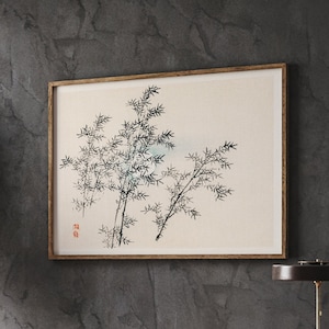 Japanese Art Print, Bamboo Asian Art, Bamboo Print, Floral Wall Art Decor, Bamboo Poster, Zen Wal Art, Zen Decor, Digital Download