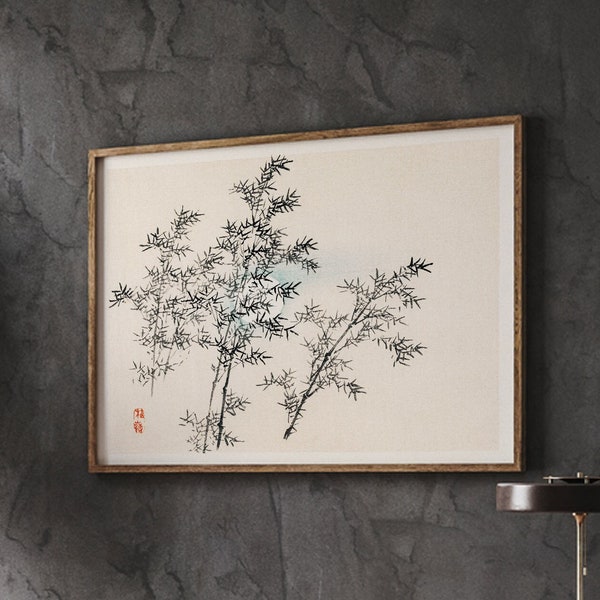 Japanese Art Print, Bamboo Asian Art, Bamboo Print, Floral Wall Art Decor, Bamboo Poster, Zen Wal Art, Zen Decor, Digital Download