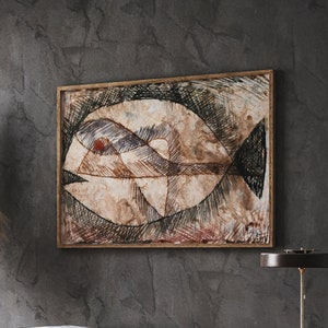 Paul Klee Exhibition Poster, Klee Fisch Poster, Gallery Abstract Art, Retro Wall Decor, Digital Art Print