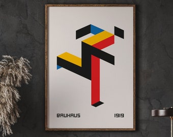 Bauhaus Geometric Exhibition Poster, Modern Home Decor (Digital Download)