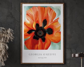 Georgia O’Keeffe Flower Poster, Red Poppy - 1928, Flower Abstraction, Art Poster, Abstract Wall Art Decor, Instant Download