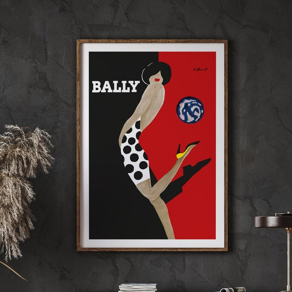 Bernard Villemot Poster, Bally Diptyque Man Poster, Vintage France Print, Wall Art Decor, Instant Download