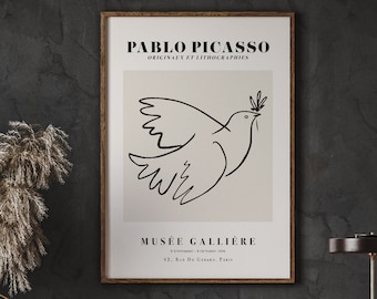 Pablo Picasso Posters, Peace Dove, Wall Art, Minimalist Poster, Line Drawing, Instant Download