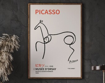 Picasso-paard Line Art Print – Minimalistische museumposter (digitale download)