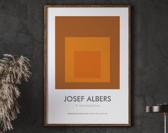 Josef Albers Exhibition Poster, Burnt Orange Abstract Art (Instant Download)