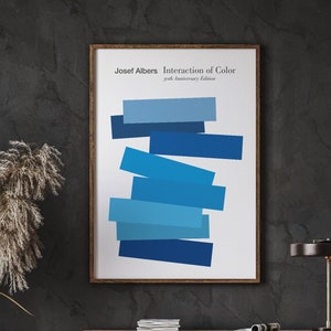 Josef Albers Style, Museum Exhibition Poster, Blue Hues, lnteraction of Color, Abstract Poster, Instant Download
