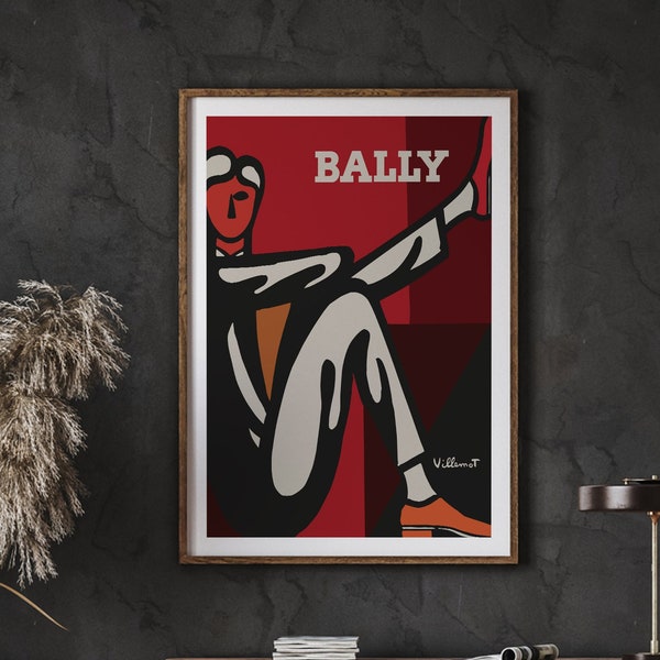 Bernard Villemot Poster, Bally Diptyque Man Poster, Vintage France Print, Wall Art Decor, Home Decor, Art Poster, Instant Download