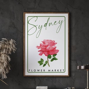 Flower Market Poster, Sydney Flower Market, Spring Flower Market Wall Art, Flower Shop Sign, Instant Download