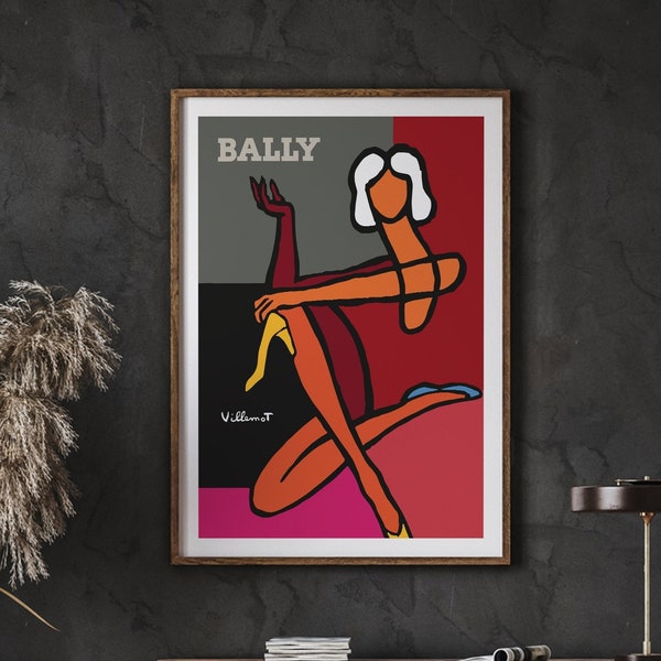 Bernard Villemot, Bally Girl, Bally Diptyque Woman Poster, Wall Art Decor, Home Decor, Fashion Poster, Instant Download