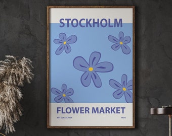 Stockholm Flower Market Poster, Botanical Art Print (Digital Download)