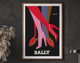 Original Vintage Art Deco Poster For Bally Shoes - So Cheap And