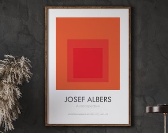 Josef Albers Style, Burnt Orange, Museum Exhibition Poster, lnteraction of Color, Instant Download