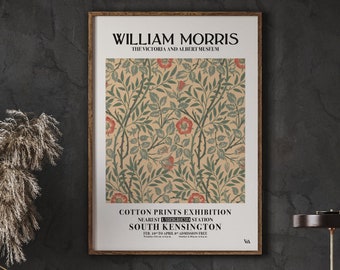 William Morris Exhibition Poster, Vintage Floral Wall Art (Digital Download)