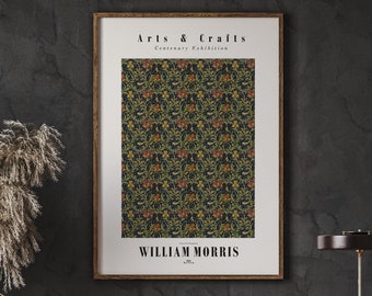 William Morris Exhibition Poster, Flower Pattern, Art & Crafts, Botanical Illustration, Centenary Exhibition, Instant Download