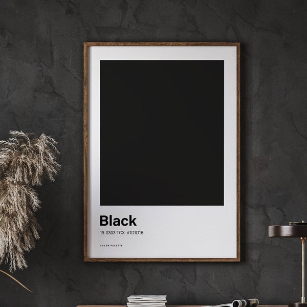 Impression d'affiche de couleur noire, art de couleur, impression de mur de galerie de couleur, décor neutre, art nordique d'affiche, téléchargement immédiat