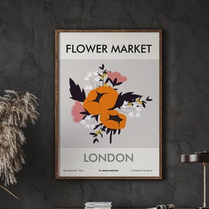 Flower Market Poster, Flower Market London, Florist Gift, City Flower, Flower Artwork, Instant Download