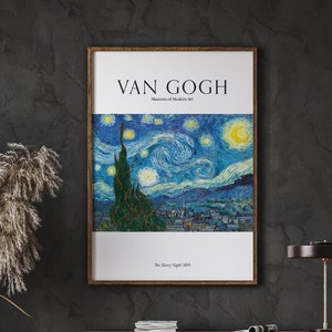 Van Gogh, affiche vintage, La nuit étoilée 1889, affiche du musée, qualité galerie, impression d&#39;art abstrait, impression téléchargement
