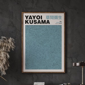 Yayoi Kusama Print, Blue Wall Art, Infinity Nets, Kusama Art Print, Japanese Pop Art, Modern Japanese Poster, Instant Download
