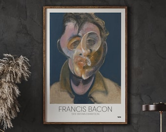 Francis Bacon Exhibition Poster, Self-Portrait, Surrealist Art, Home Wall Decor, Download Print