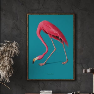 Pink Flamingo Print, Vintage Bird Illustration, Elegant Flamingo Print, Ocean Home Decor, Coastal Decor, Instant Download