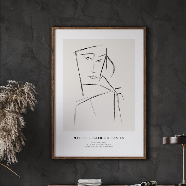 Henri Matisse Modern Poster - Greta Prozor, Matisse Gravures Recentes, Wall Art, Minimalist Poster, Instant Download