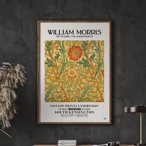 William Morris Poster, Pink and Rose Wallpaper, Art & Crafts, Intertwined Stems of Flowering Carnations, Instant Download
