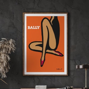 Póster de mujer Bally Legs, impresión naranja Bally Legs, zapatos Bally, arte de calidad de galería, decoración de pared, decoración del hogar, póster de arte, descarga instantánea