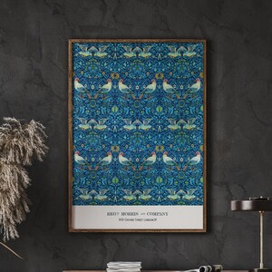 Original William Morris Design, Birds Pattern, Vibrant Blues, Flower Pattern, Art & Crafts, Botanical Illustration, Instant Download