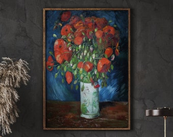 ゴッホ作「ポピーの花瓶」の版画、有名な花の芸術（デジタル