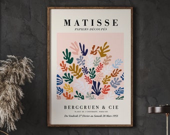 Matisse Cutouts Exhibition Poster - Colorful Plants Collage, Blush - Premium Posters, Ideal Gift, Vintage Art, Living Room, DIGITAL DOWNLOAD