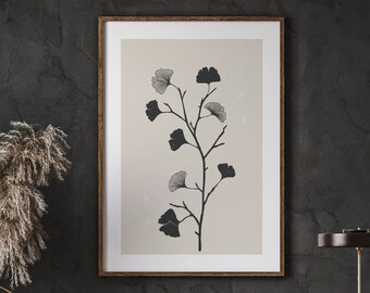 Minimalist Botanical Line Art Print, Neutral Farmhouse Decor (Digital Download)