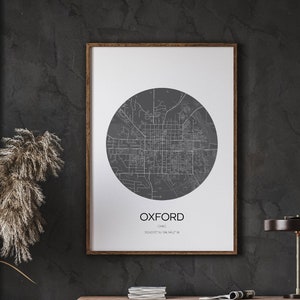Oxford Map Prints, World City Map, Map Wall Art, Large Map, Modern Map Print, Instant Download