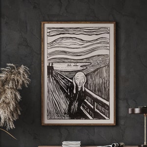 The Scream Poster Print by Edvard Munch 1893, Munch Art Print, Scream Art Print, Edvard Munch Lithography, Digital Download
