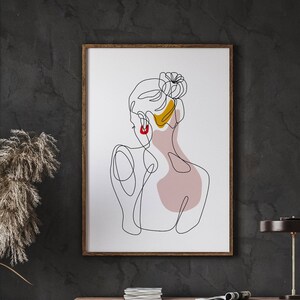 Woman Line Art, Neutral Feminine Wall Art, Woman Line Drawing Print, Minimalist Wall Art Print, Digital Download