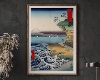 Japanese Coastal Art Print, Vintage Travel Poster (Instant Download)