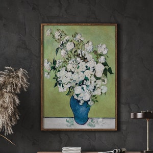 Vincent Van Gogh White Roses Poster, Van Gogh Flower Art Print, Living Room Decor, Van Gogh Painting, DIGITAL DOWNLOAD