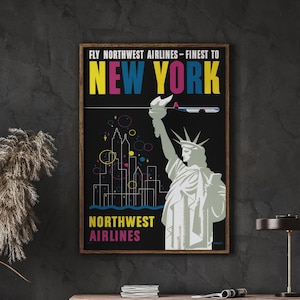 New York Vintage Travel Poster Print, Bauhaus Style, New York Travel Print, New York Wall Art, DIGITAL DOWNLOAD