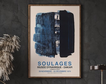Póster de la exposición Pierre Soulages, impresión de arte abstracto (descarga digital)